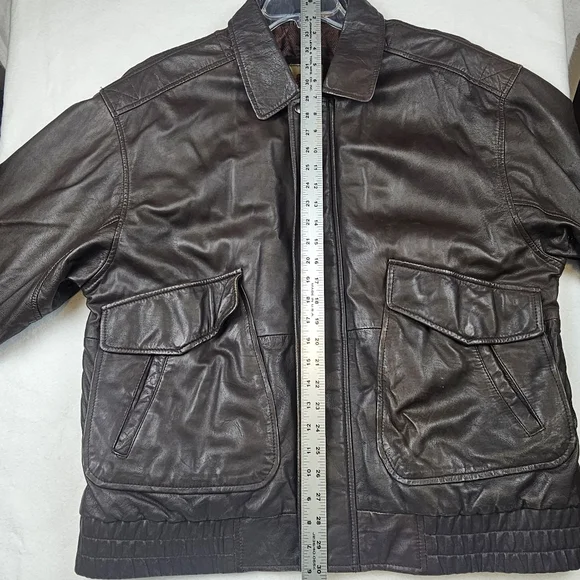Vtg Lambskin Leather Bomber Jacket Quilted‎ Brown Grunge Top Gun Style Classic